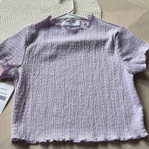 Purple Textured Short Sleeve Top